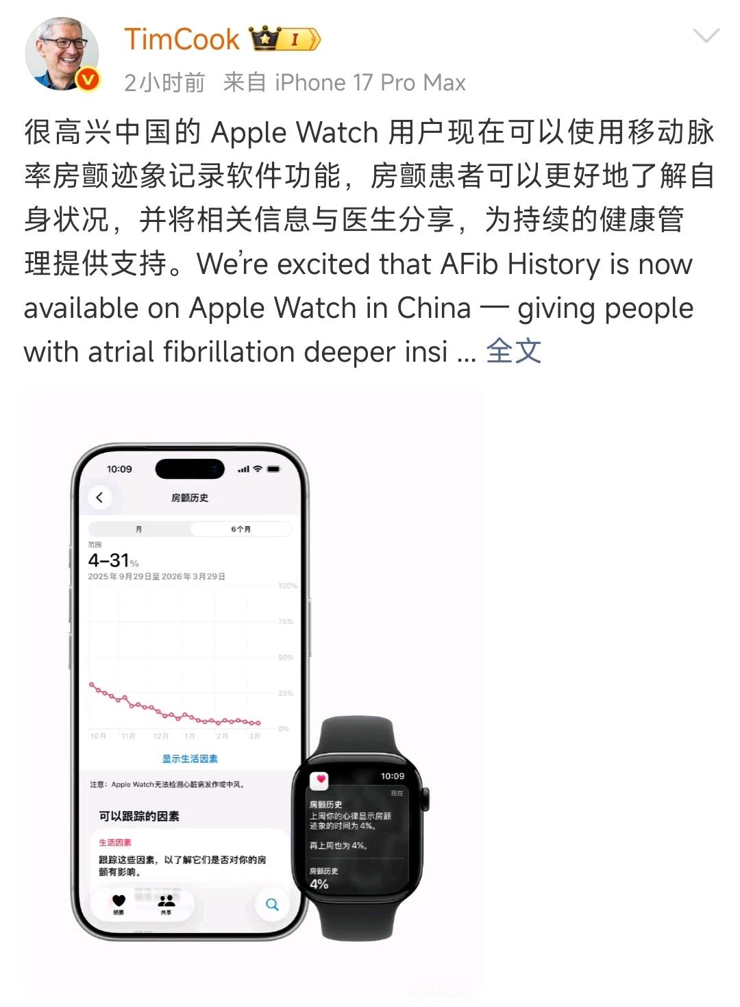AppleWatch国行上线房颤功能这个整挺好!  2000万房颤患者的心脏日记