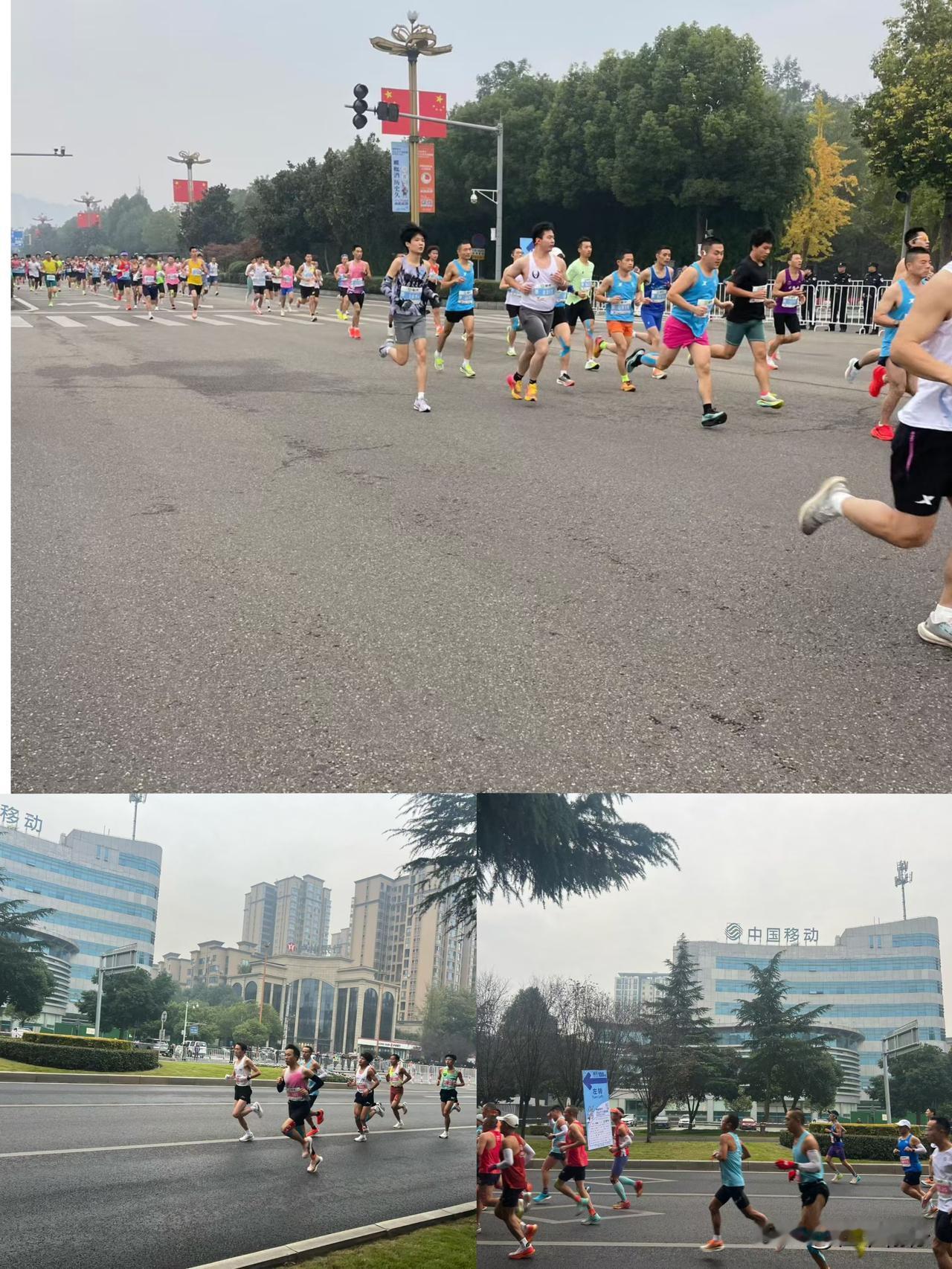 马拉松选手们真如脚下生风，这跑长途的耐力与速度，竟比我跑百米还快，实在令人佩服！