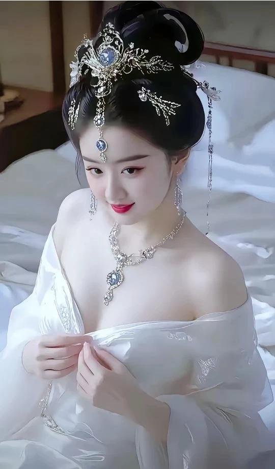 嫣然一笑百媚生，
恰似春风拂柳轻。
眉似春山寒远黛，
目若秋水映繁星。