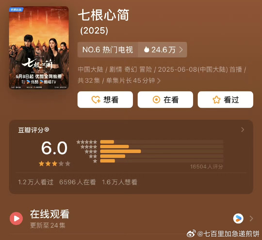 七根心简开分6.0 ​​​（我还在看，感觉好看的 ​​​