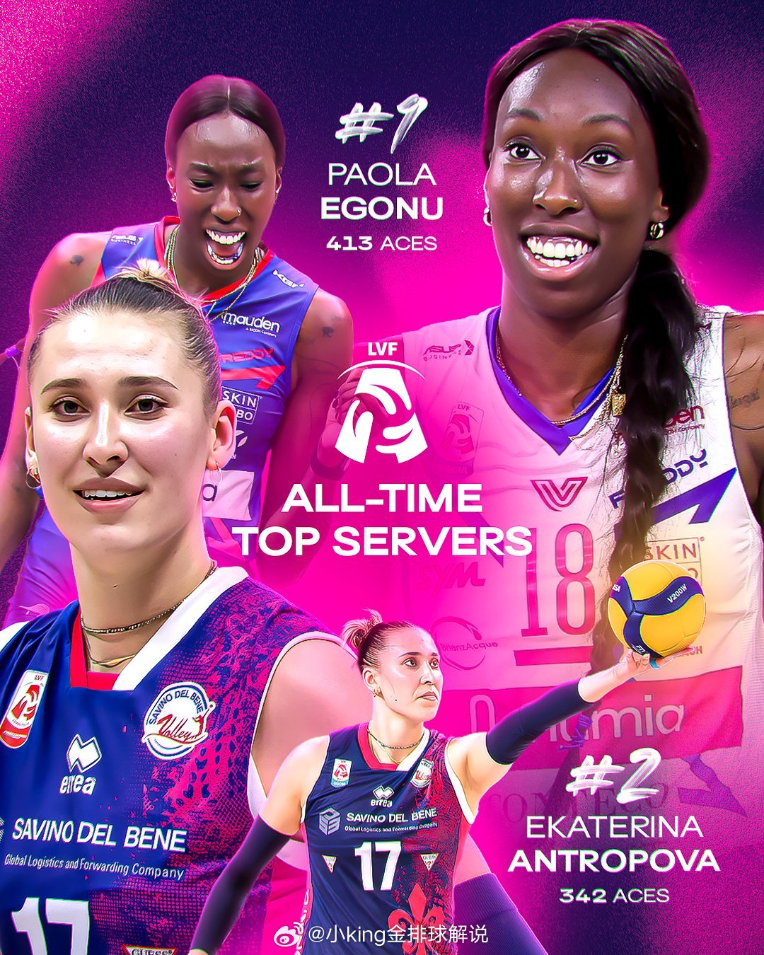 他们用自己的表现载入史册。Paola Egonu和Ekaterina Antro