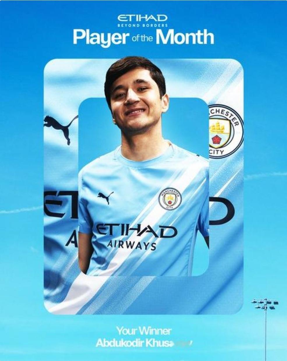 曼城官方：胡桑诺夫当选一月队内最佳球员；系个人生涯首次今天曼城官方宣布，胡桑诺夫