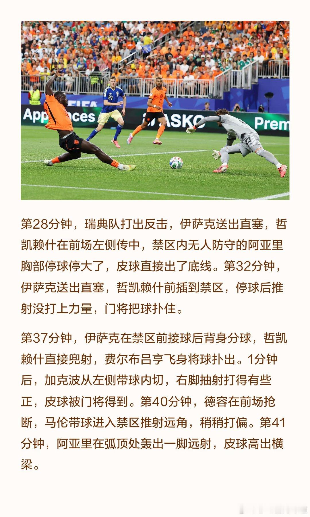 🕒比赛时间：6月21日1点 📍赛事地点：休斯顿体育场 ✅最终比分：荷兰5-1