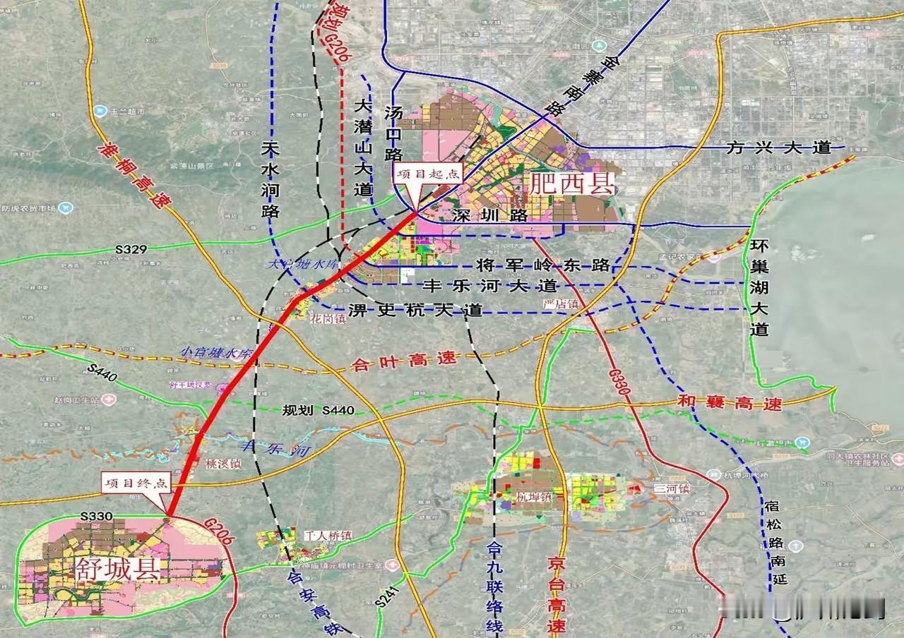 明明合肥金寨南路高架准备南延至舒城，舒城县城却拼命地往西发展。

舒城融入大合肥