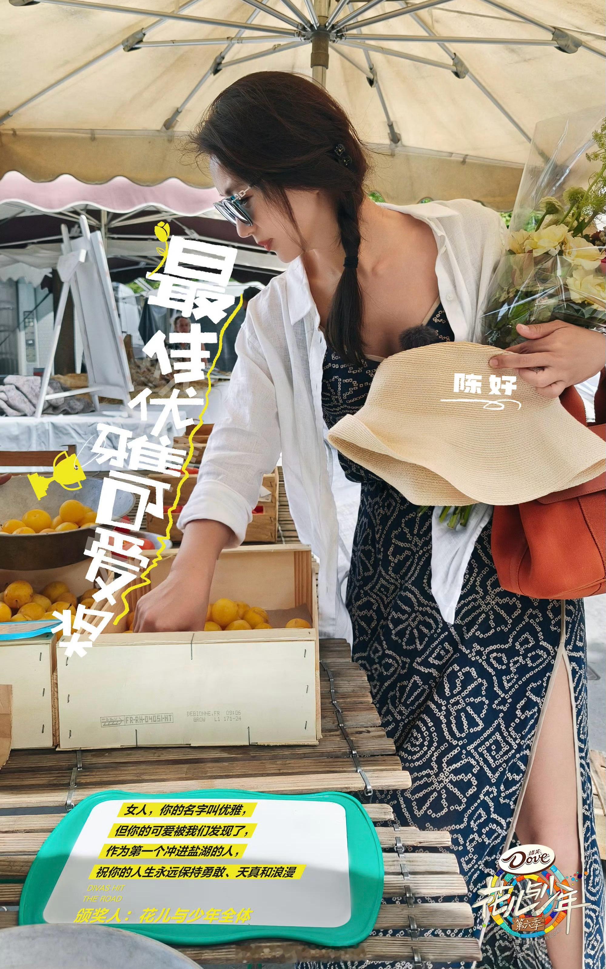 花少颁奖 陈好：最佳优雅可爱奖。宋茜：最佳小狮子奖。刘烨：最佳生命奖。金晨：最佳