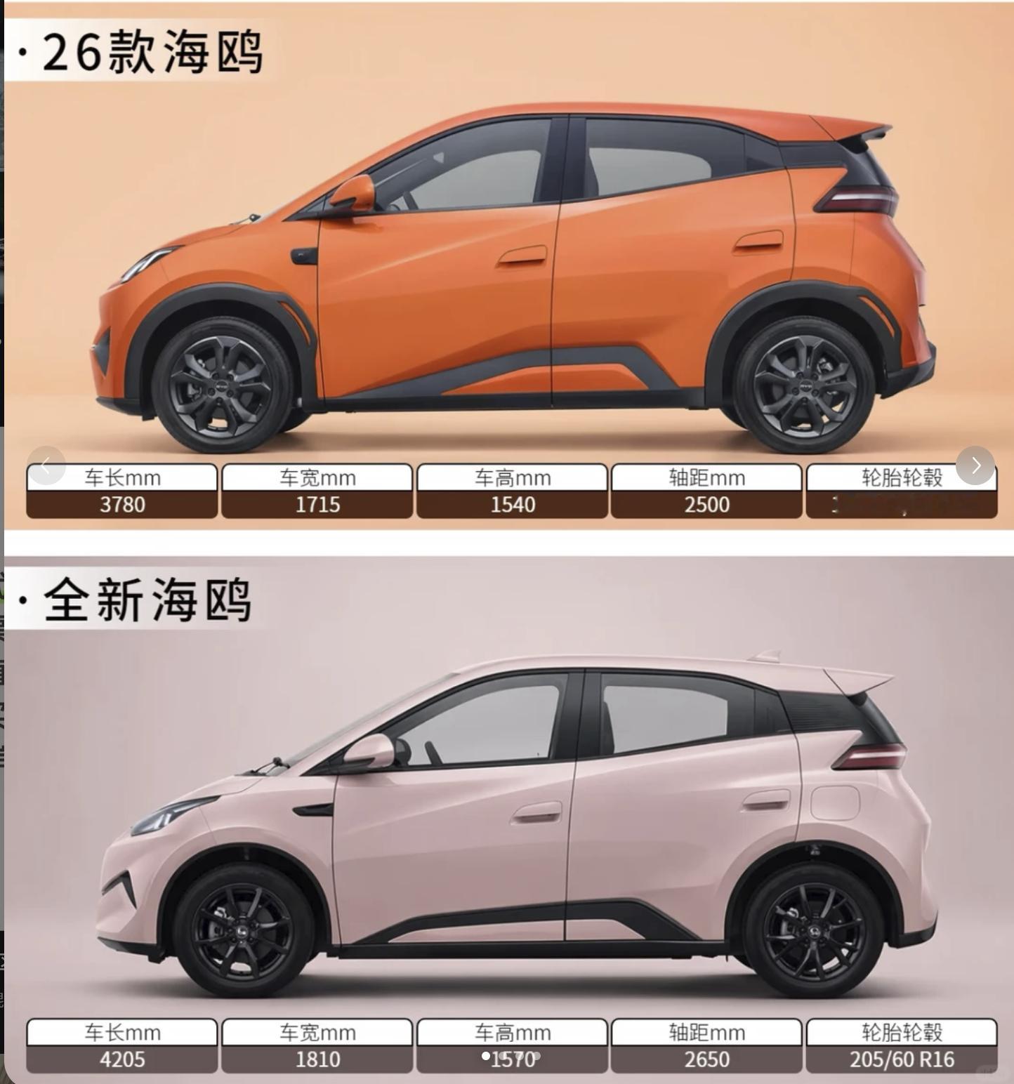 小海鸥，大海鸥，侧面竟然看着差不多。。。要知道长度整整加了42cm ，轴距加15