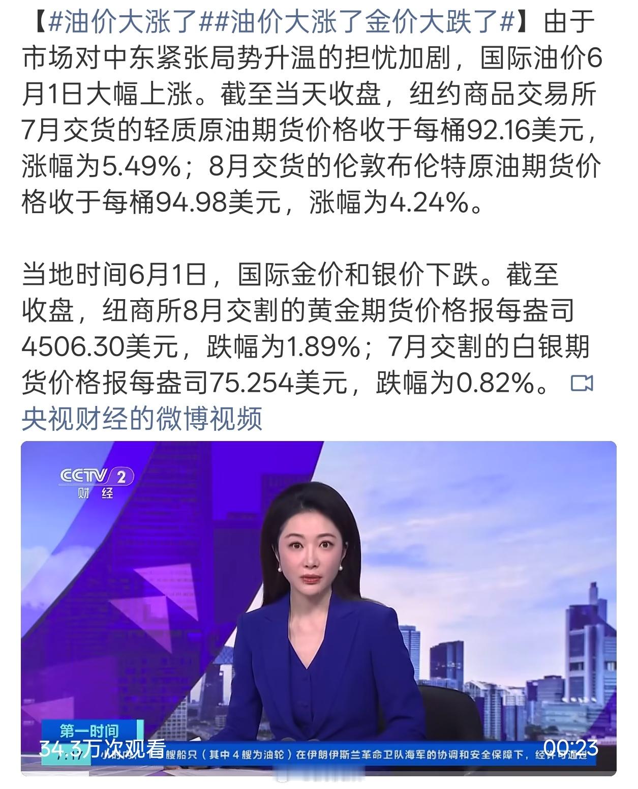 油价大涨了看来国内油价又要大涨了，油价再这么涨下去今年油车销量要大幅下滑啊