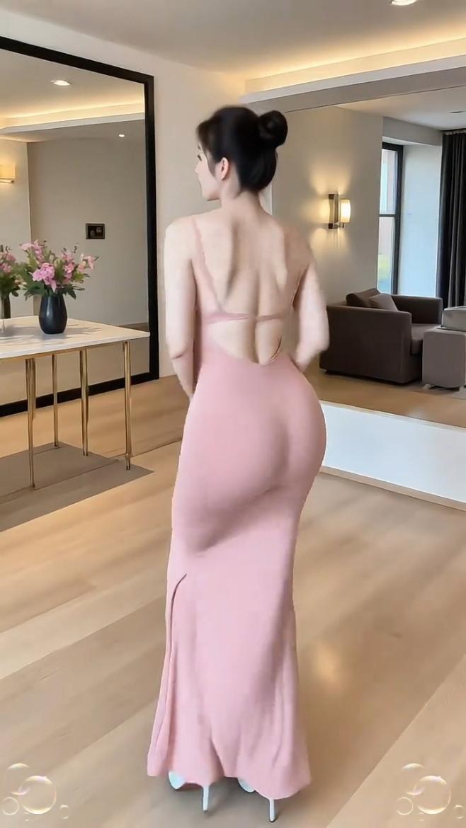 谁穿谁是人间富贵花！这条“后妈裙”杀疯了
 
粉调鱼尾裙+大露背，吊带掐出直角肩