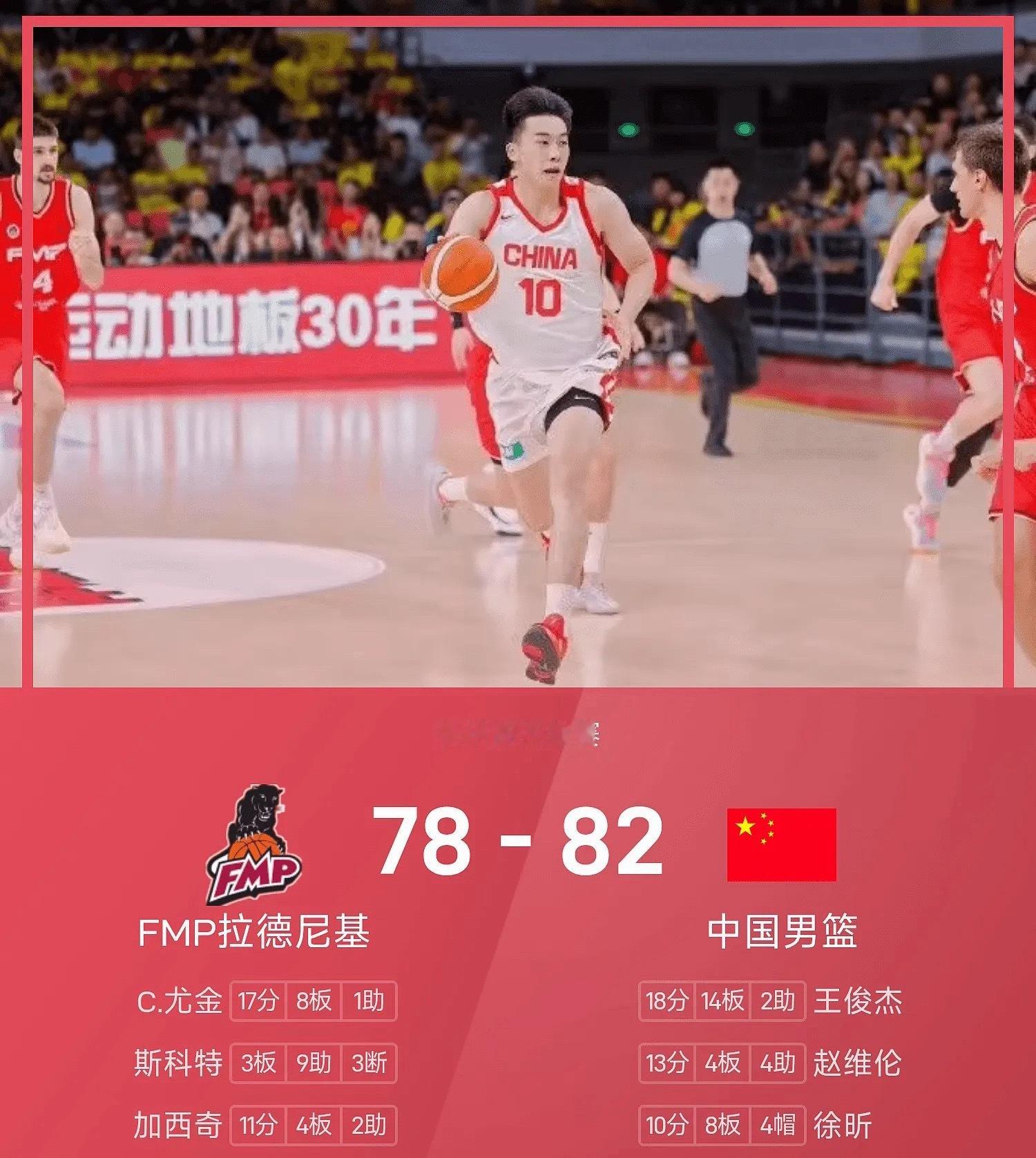 26赛季俱乐部友谊赛，中国男篮对阵FMP拉德尼基。开场之后徐昕攻防两端连续建功，