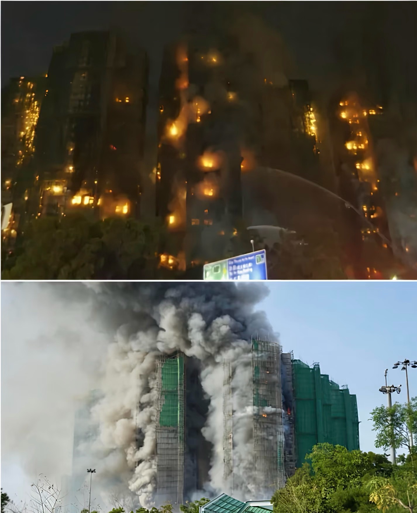 香港大埔发生火灾4人死亡火情升级时间线：14时51分，宏昌阁10层外墙的施工竹制