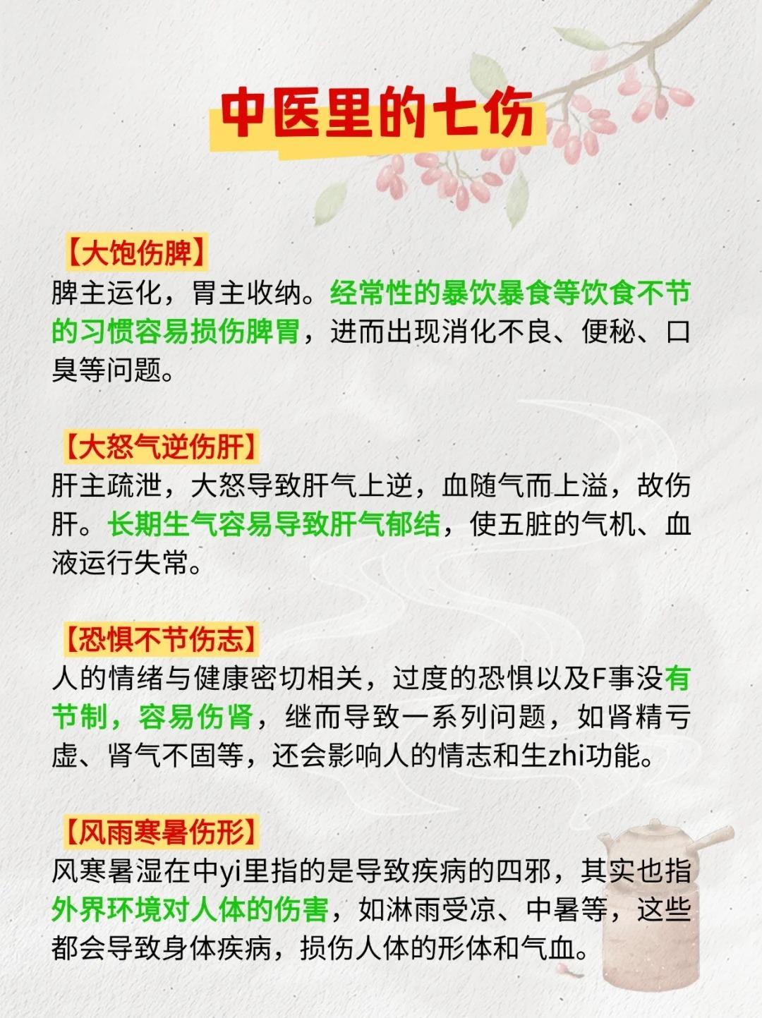 中医里面讲的七伤是什么