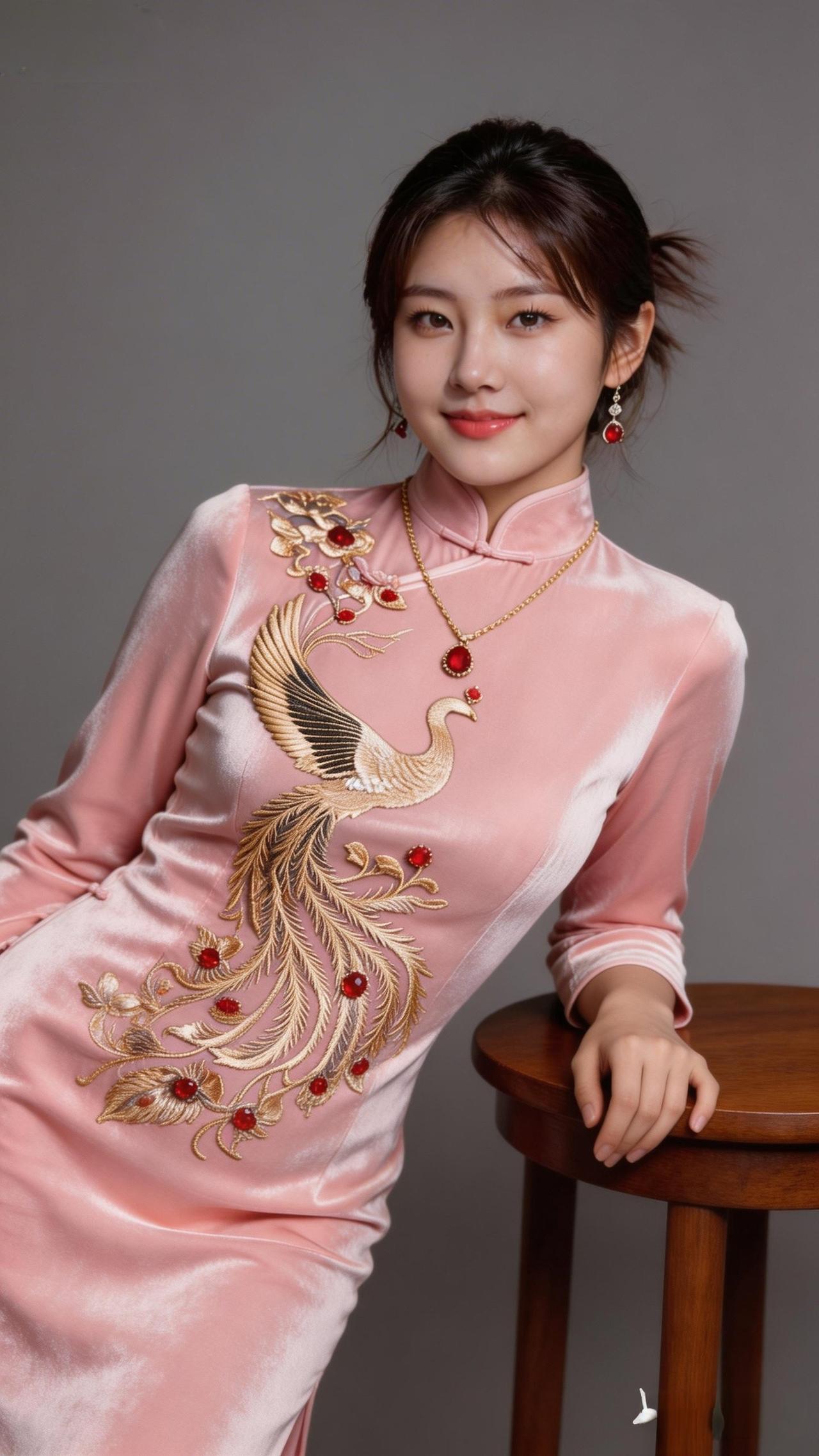 优雅东方风，粉色旗袍秀，韵味十足！🌸💃