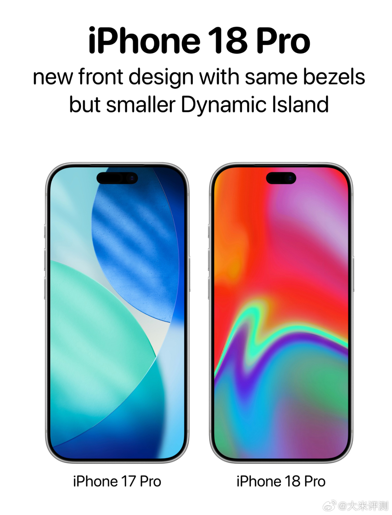 iPhone18Pro最新渲染图，灵动岛尺寸比17Pro系列缩小，应该八九不离十