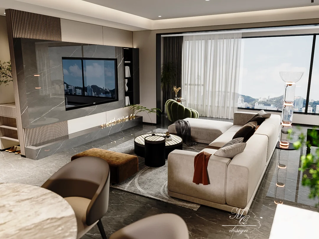 意式轻奢风平层设计 平层精装改造案例