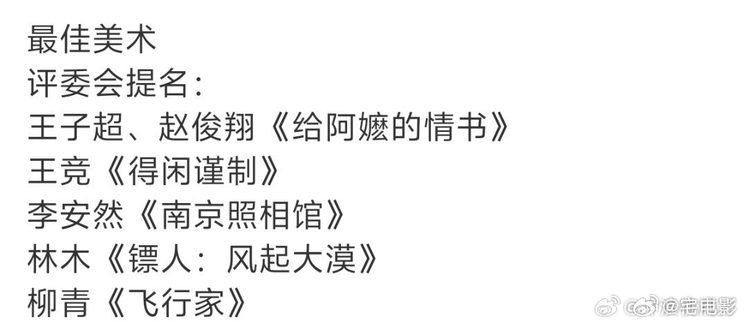 南京照相馆7提看到提名名单直接惊到，最佳故事片导演女主全都有，《南京照相馆》这次