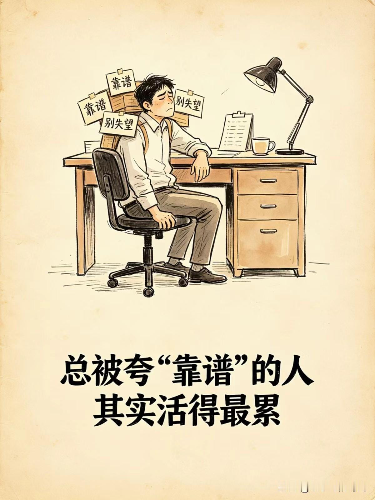总被夸“靠谱”的人，其实活得累，
不是让你不靠谱，是让你别再为“靠谱”这两个字，