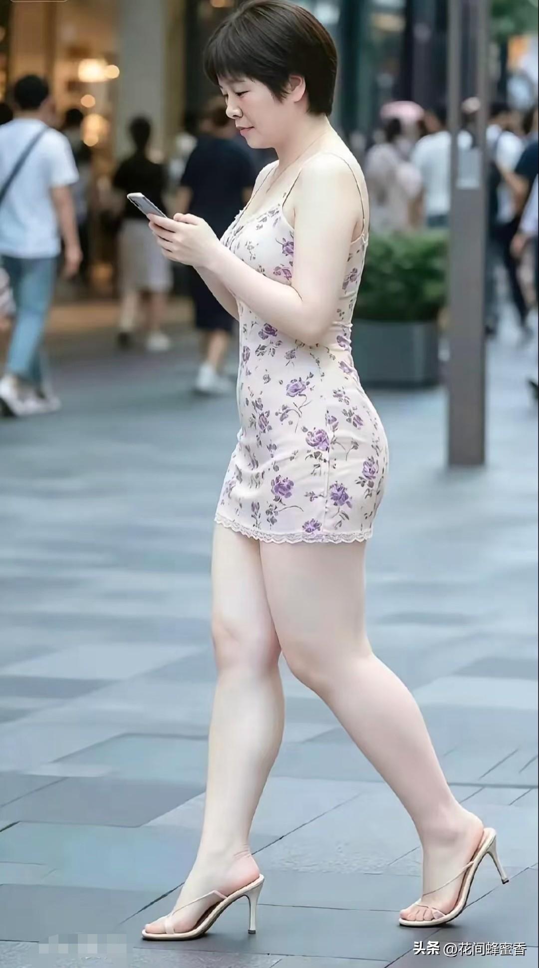 短发姐姐气质出圈！
简约穿搭尽显从容自信…！
 
街头偶遇一位短发女士，一身淡紫