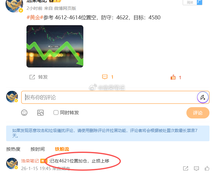 黄金4614位置空，4621位置加仓，现行情报价4614位置，低位保本，高位浮盈