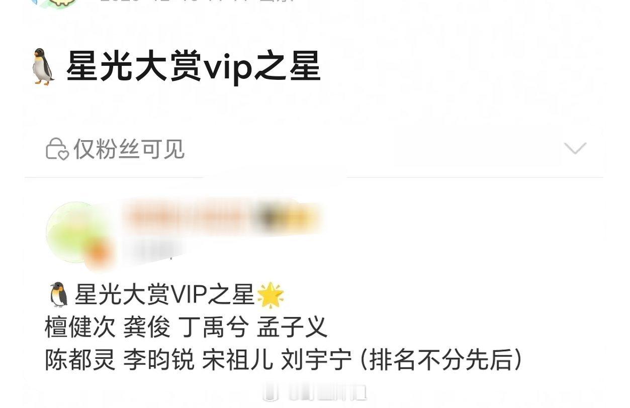 已经开始网传腾讯vip之星了檀健次 龚俊 丁禹兮 孟子义 陈都灵 李昀锐 宋祖儿