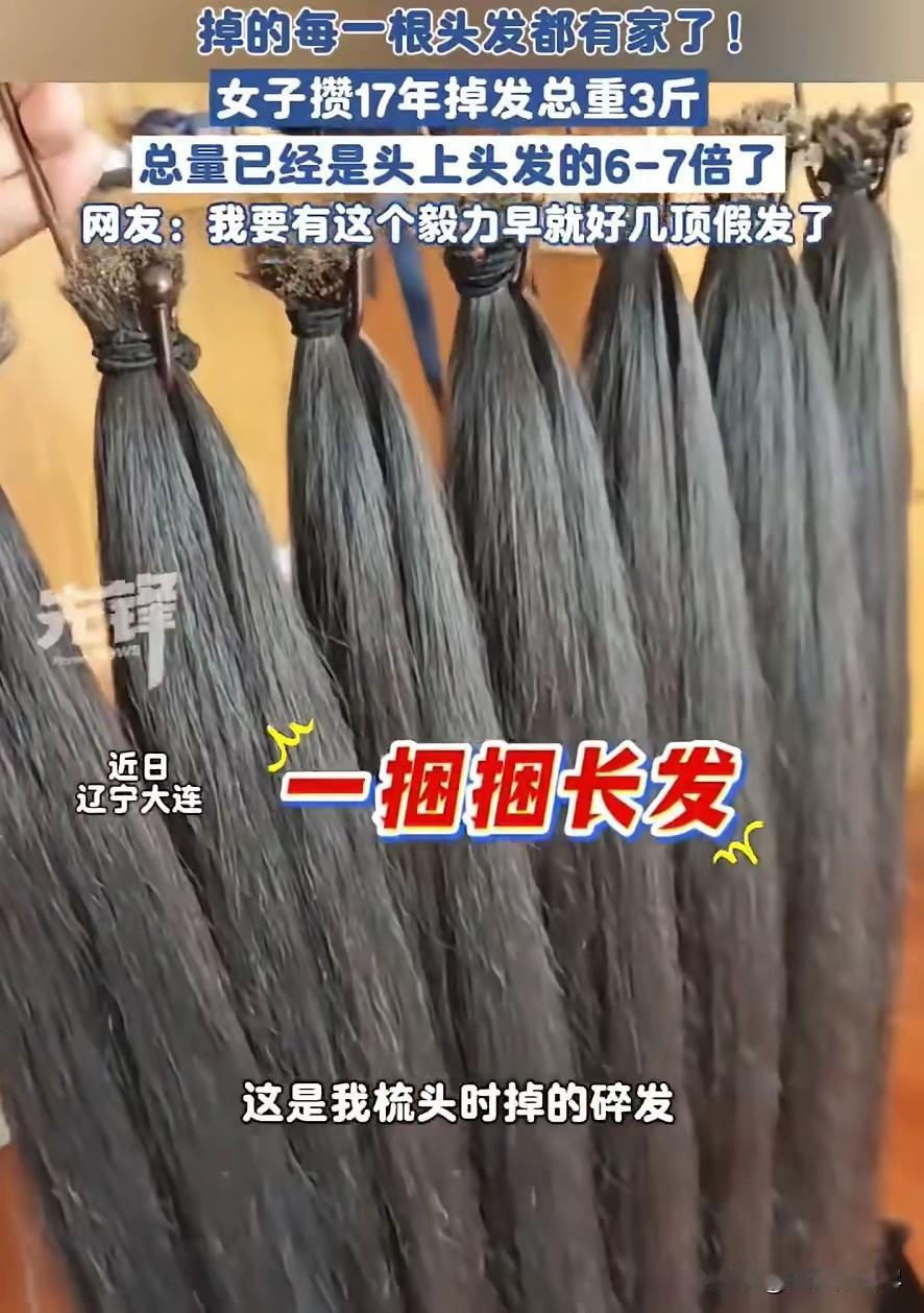 这下赚大了！辽宁大连，一女子有个特殊的爱好，就是把自己的掉下来的头发收集起来，而