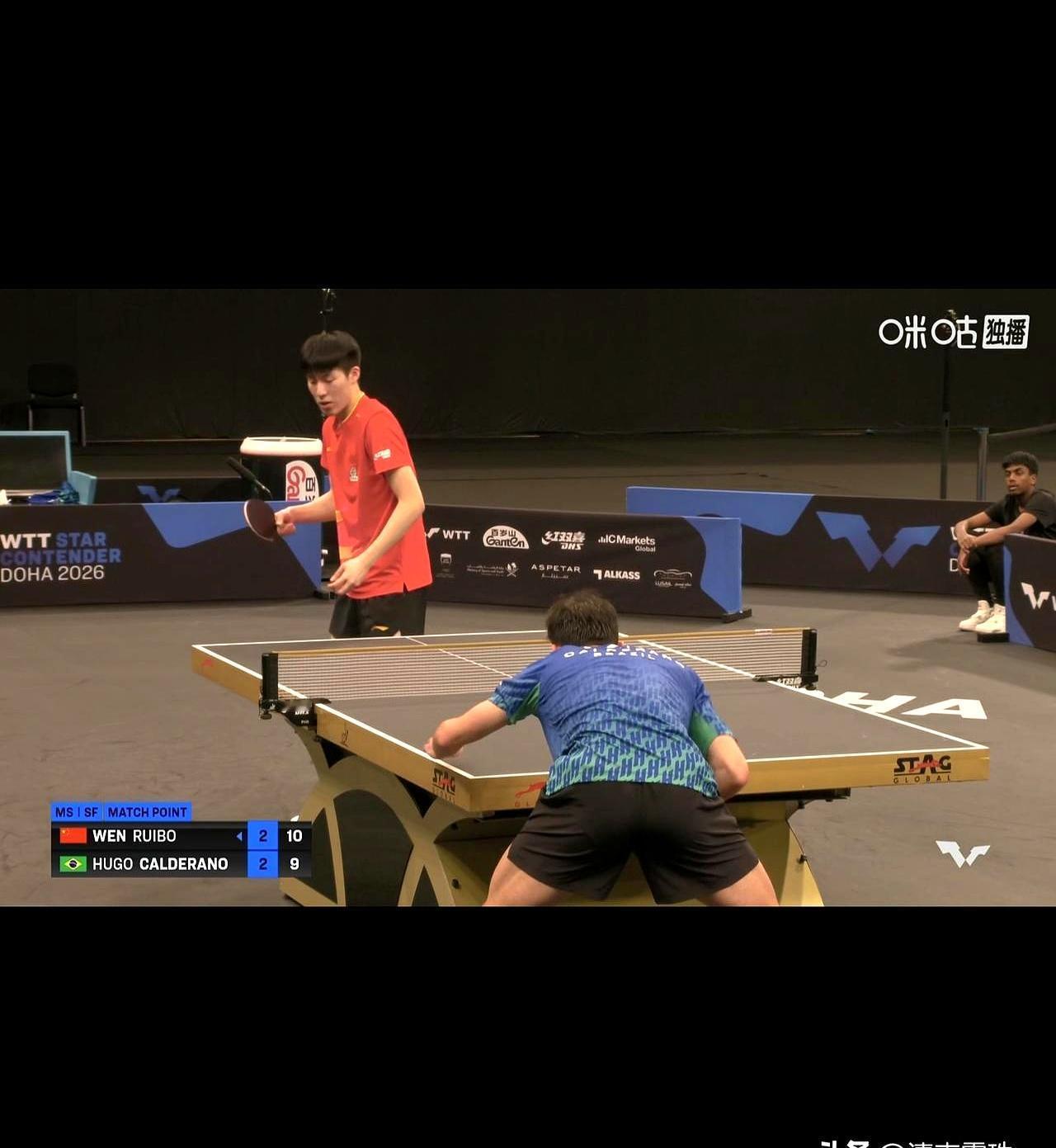 多哈这一站，国乒男队直接打了场“内部团建”。
 
男单冠亚军提前锁死，周启豪决赛