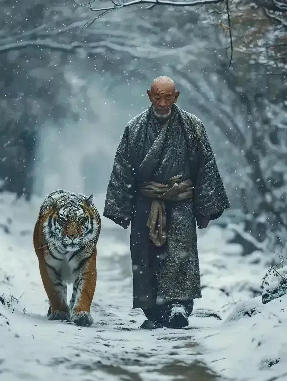 与虎谋皮冬夜路
风烛残年筋皮骨
雪落穷路又加霜
舞动飞脚艰难行