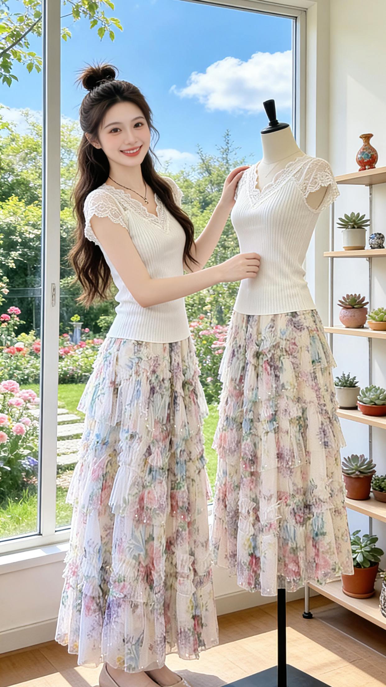 夏天的浪漫，全藏在这套温柔穿搭里。不管是滨海露台的徐徐清风，还是窗边的明媚暖阳，