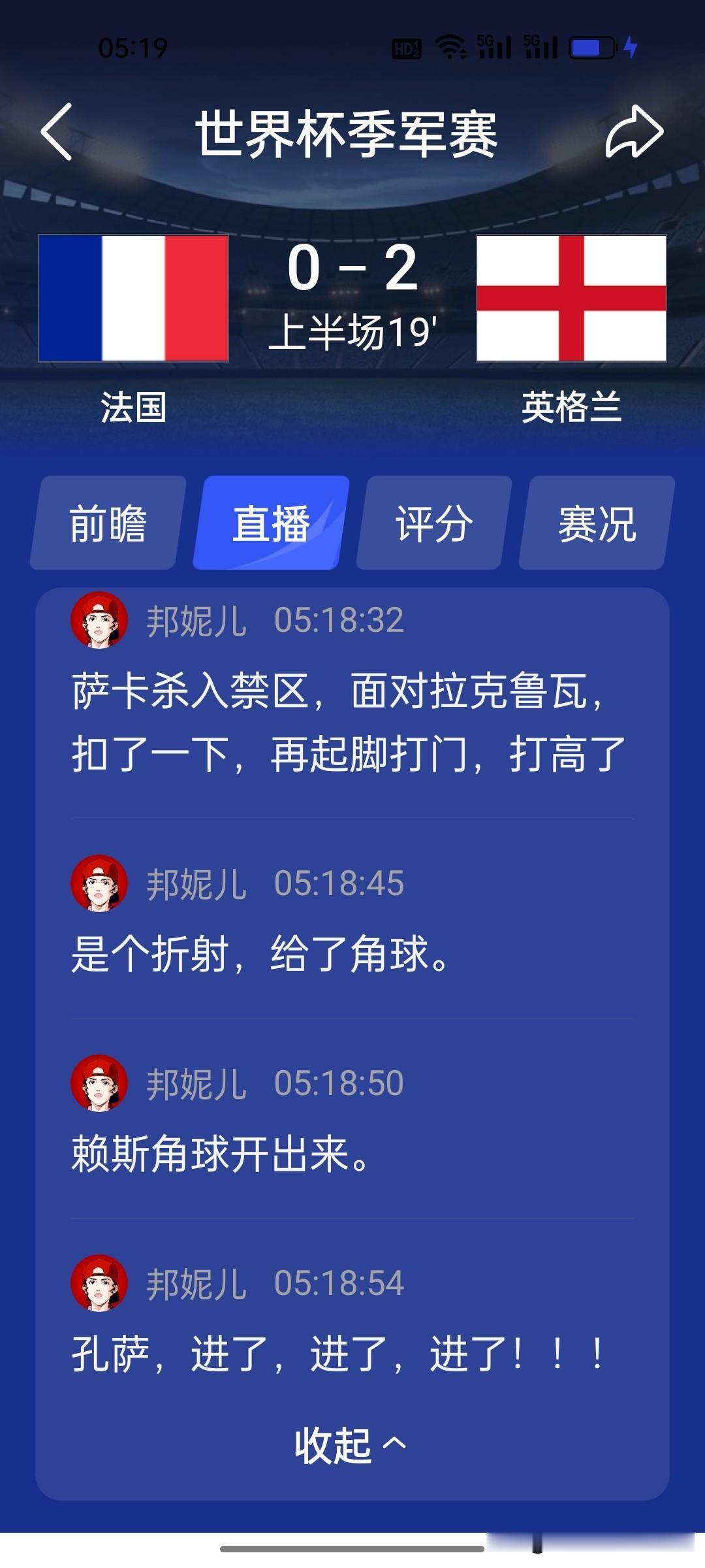 18分钟，29岁孔萨又进球了，打进了本届世界杯第一个进球，英格兰今天火力全开啊！