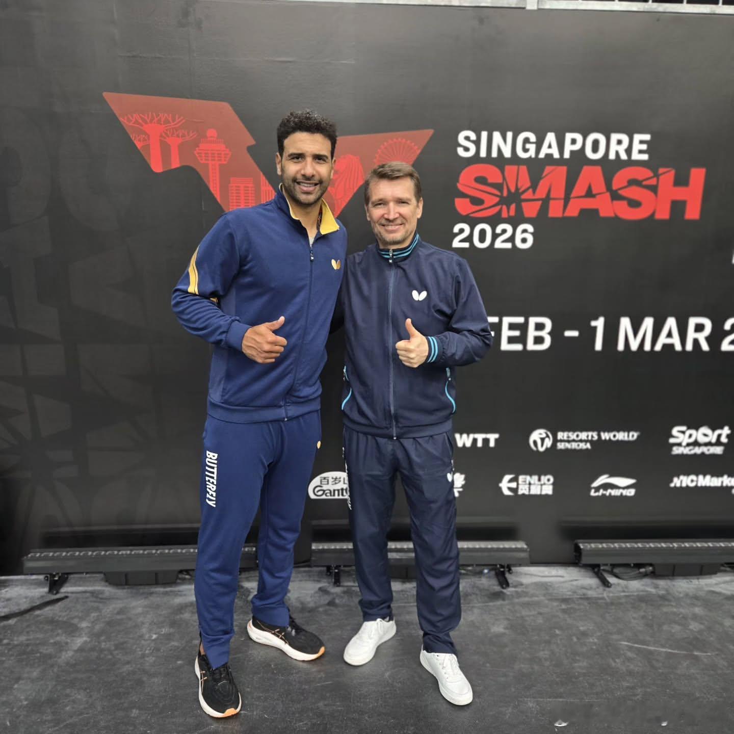 WTT新加坡大满贯2026 奥玛·阿萨尔和教练施拉格昨天到达新加坡🇸🇬 