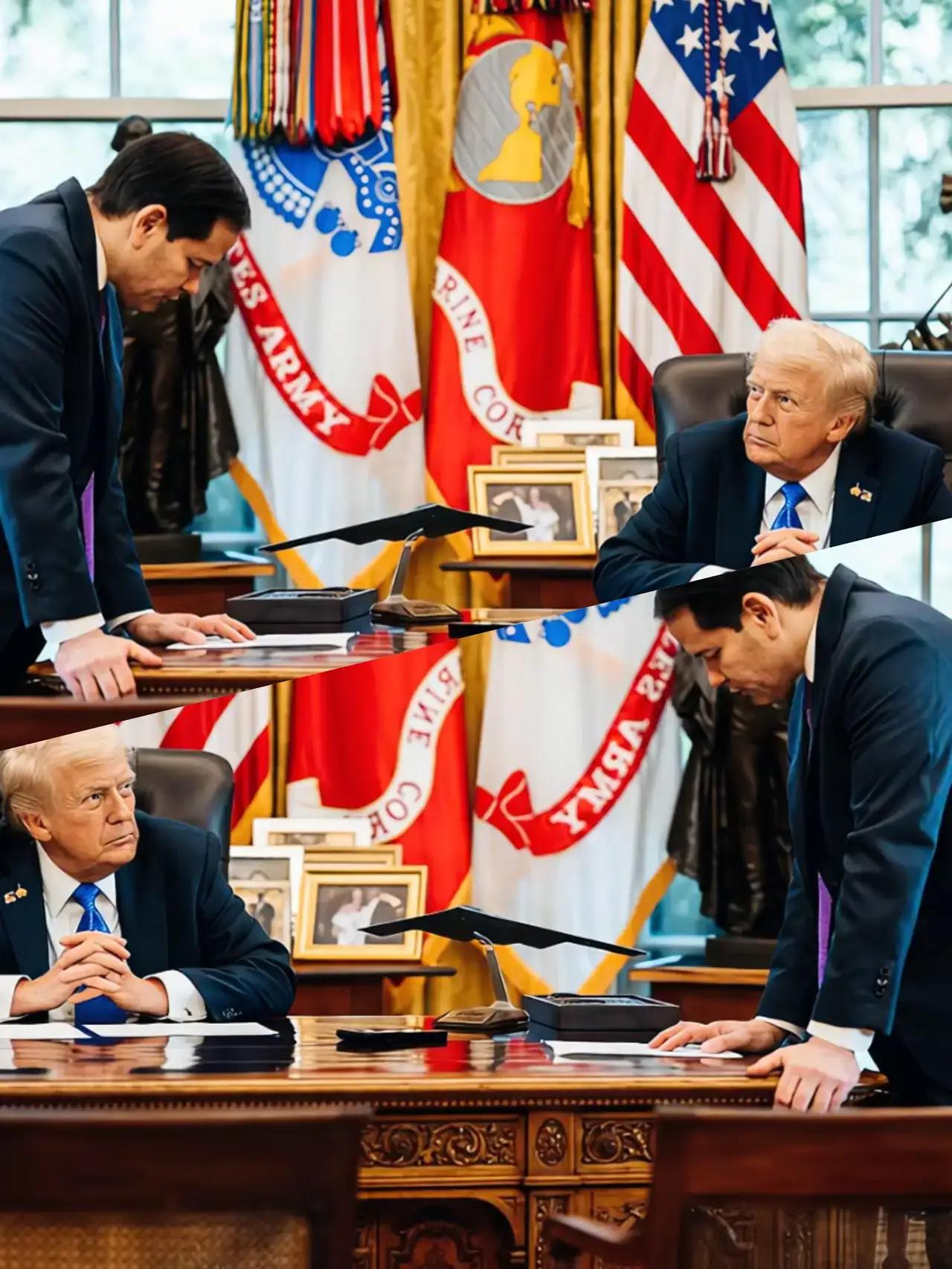 特朗普的眼神看起来是不是很有特点啊？
特朗普这眼神是不是看的鲁比奥心里紧张啊？