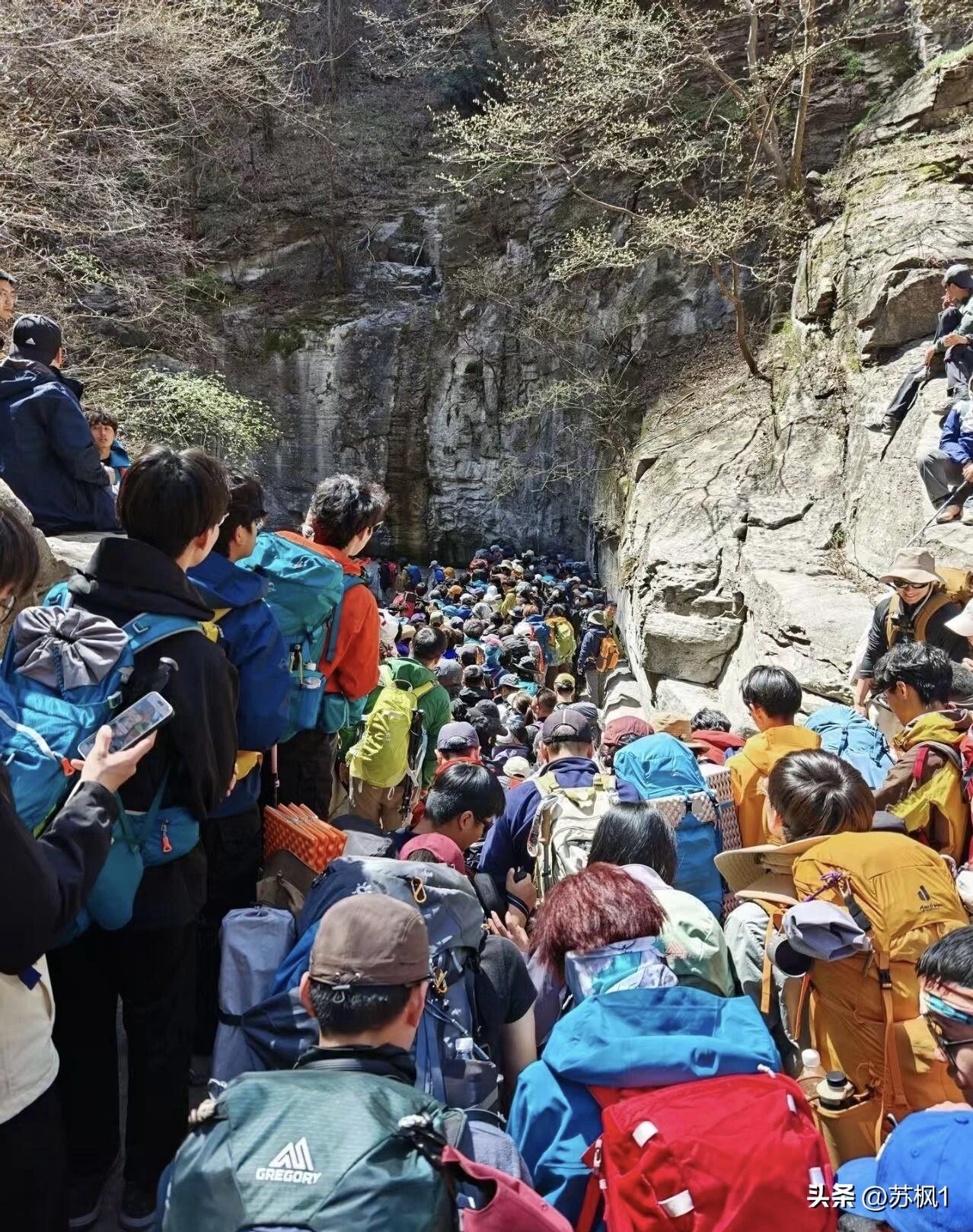 邯郸东太行排队上山的游客