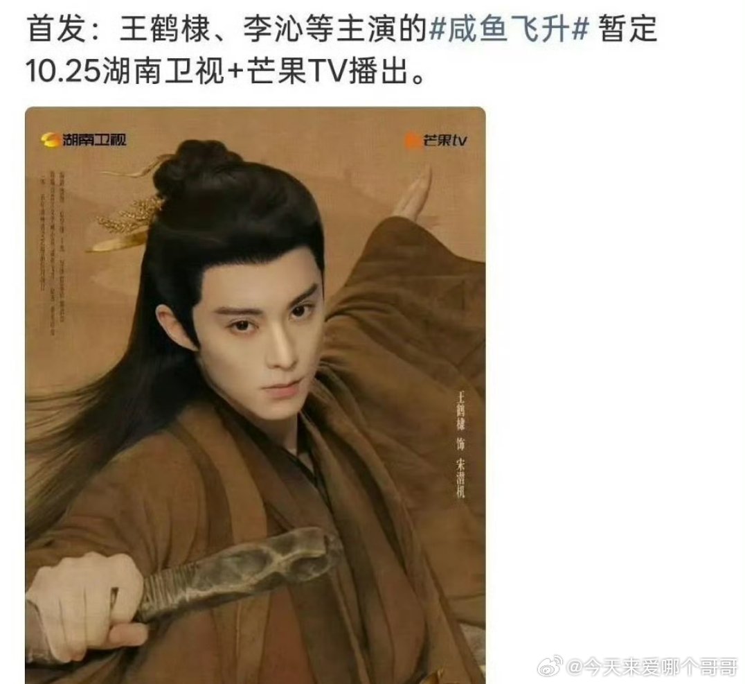 王鹤棣 咸鱼飞升 暂定10.25湖南卫视+芒果TV播出，去年就说了会在招商最好的