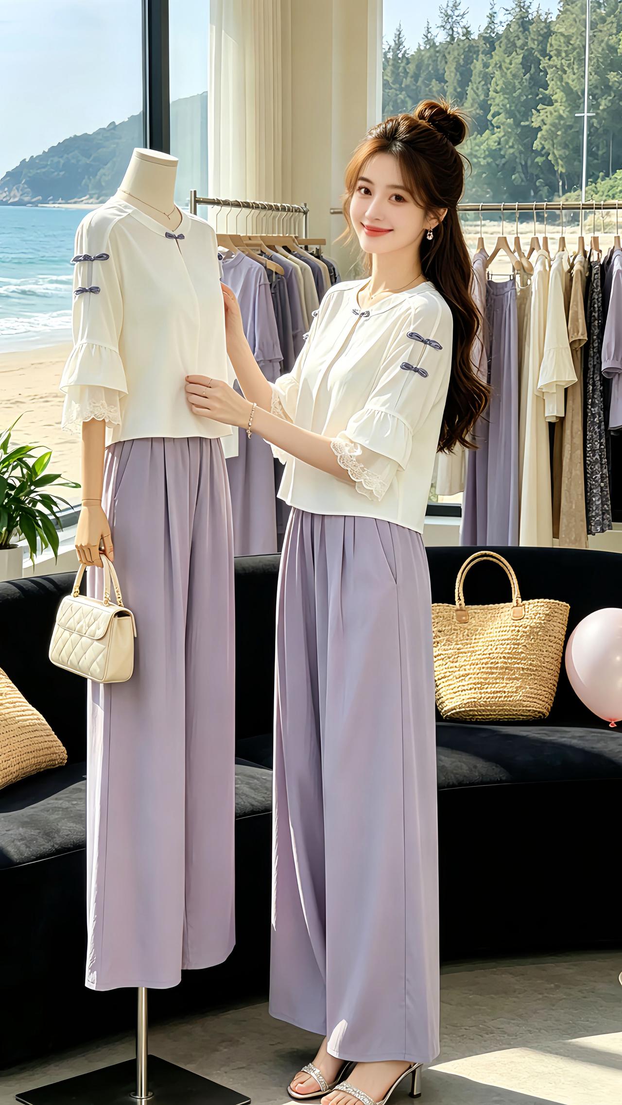 夏日通勤休闲穿搭 女生不费力的夏季穿搭 韩系慵懒休闲套装 夏天就该有的休闲时尚套