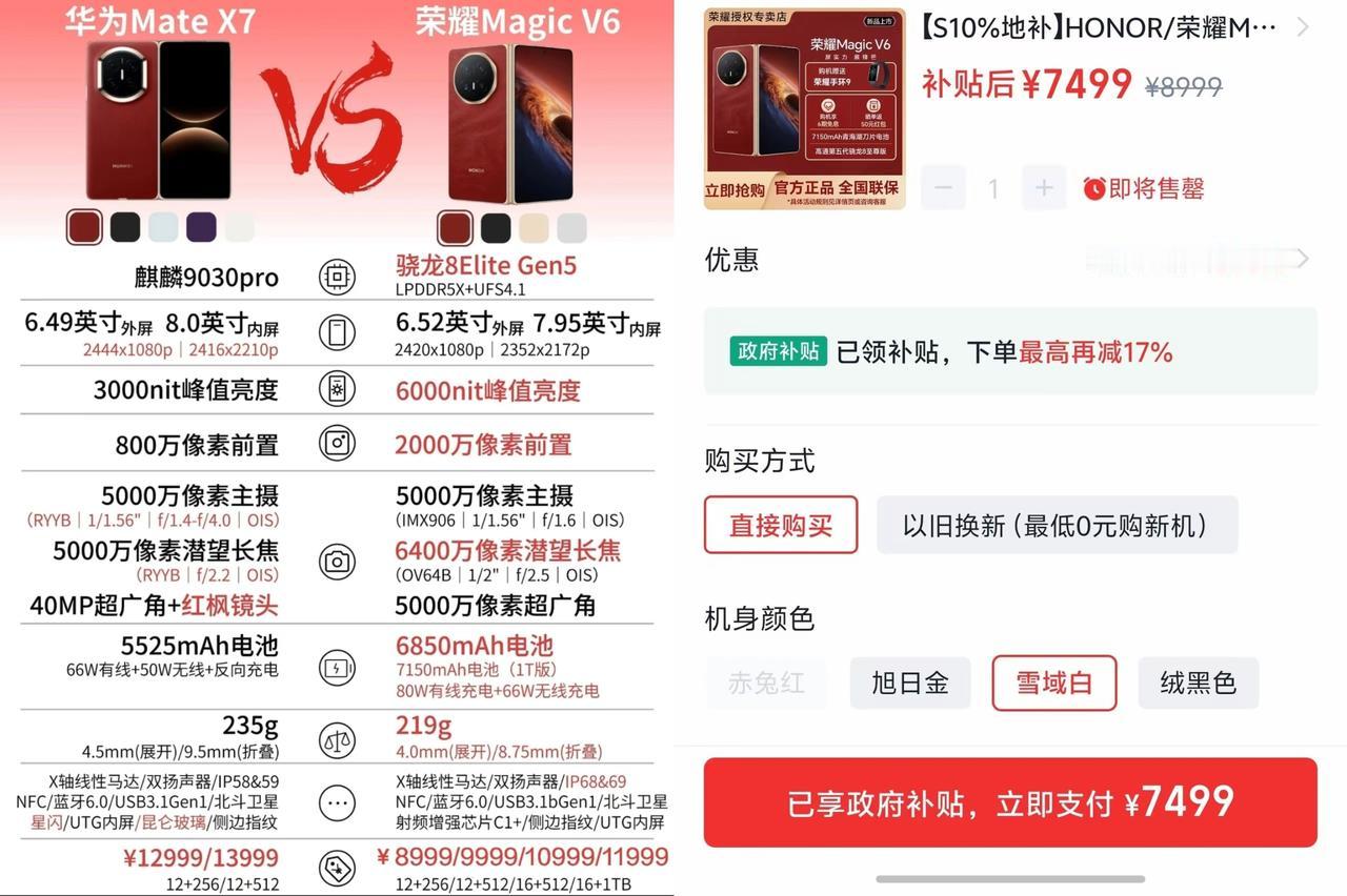 华为可能怎么也没想到[捂脸]荣耀这次出手还是太狠了，荣耀MagicV6竟然直接以