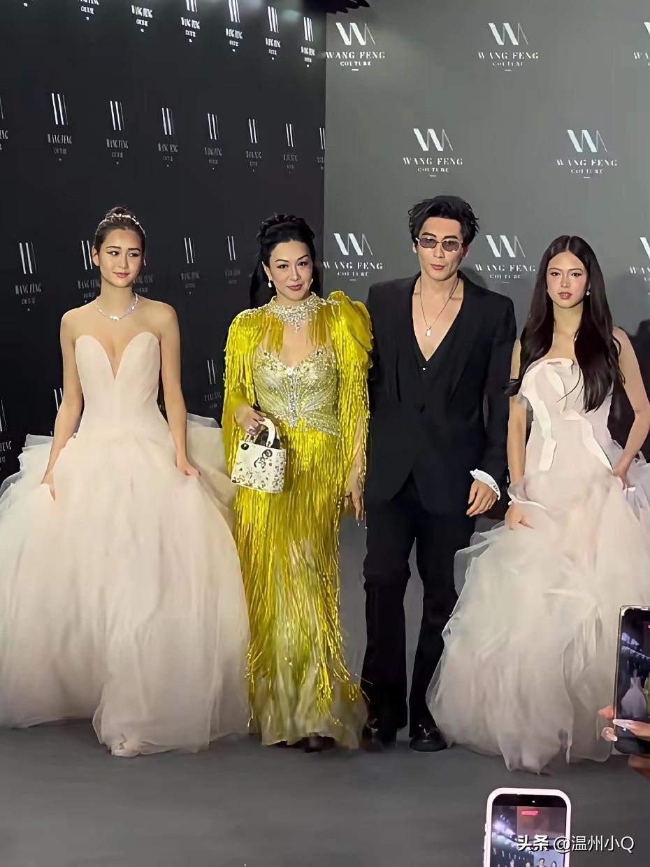 我能接受钟丽缇小女儿考拉穿抹胸裙，但穿深V真的挺违和的。毕竟她才16岁啊，想想别