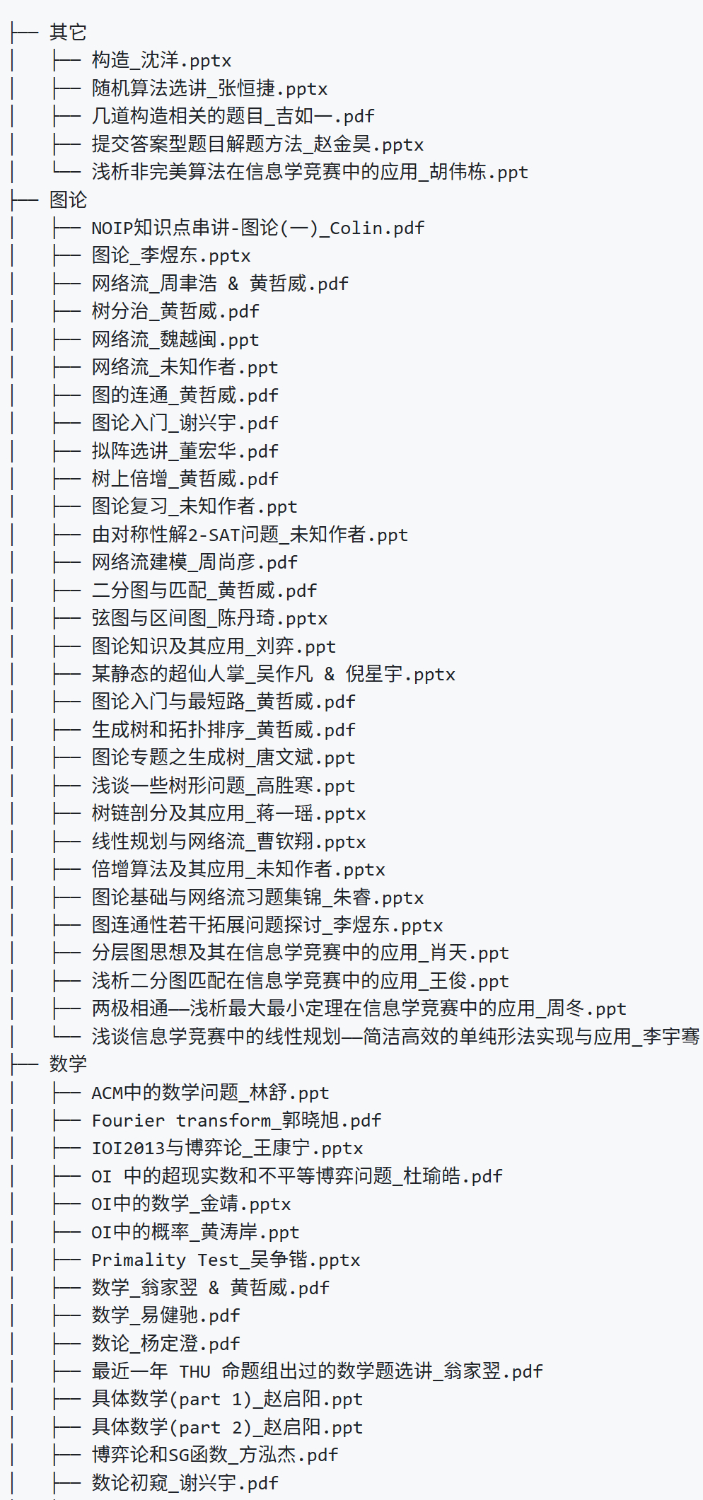 算法竞赛课件分享github.com/hzwer/shareOI内容如图 ​​​