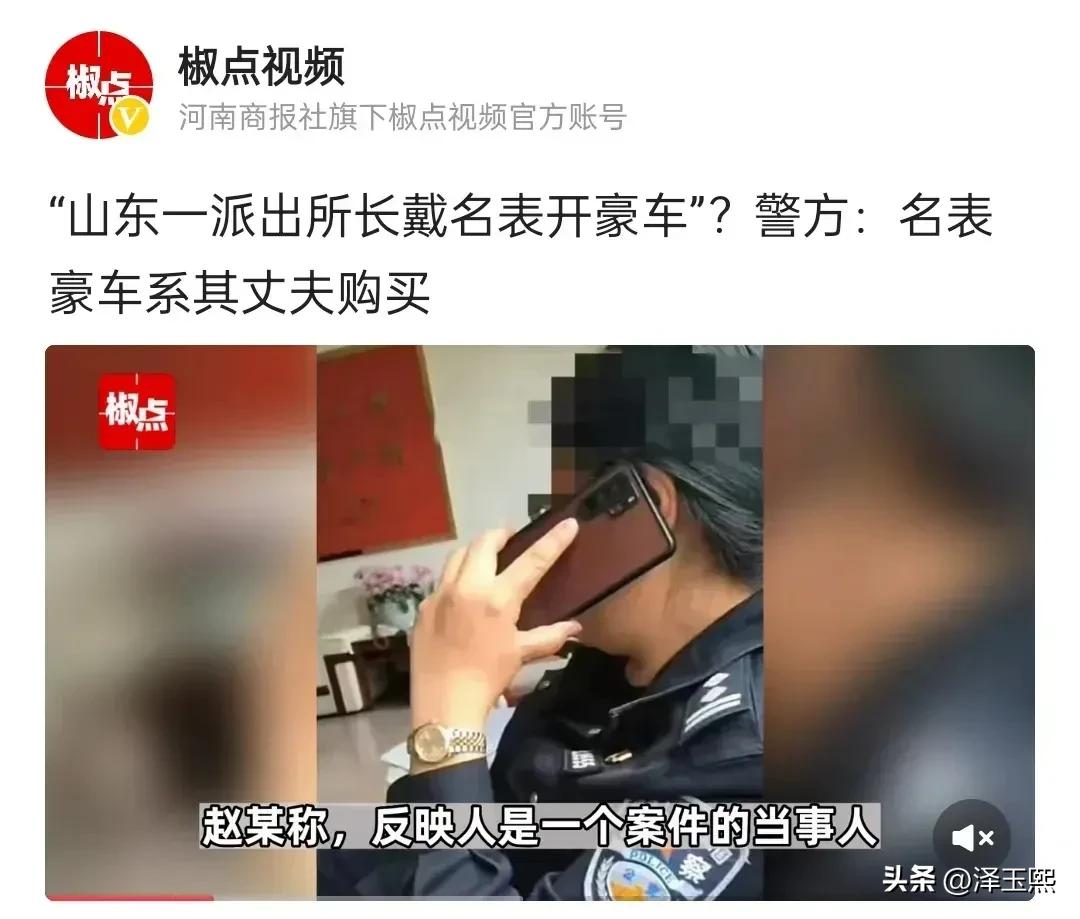 开豪车怎么了？
戴名表又怎么了？
人家是合法收入。

近日山东临沂一派出所女所长