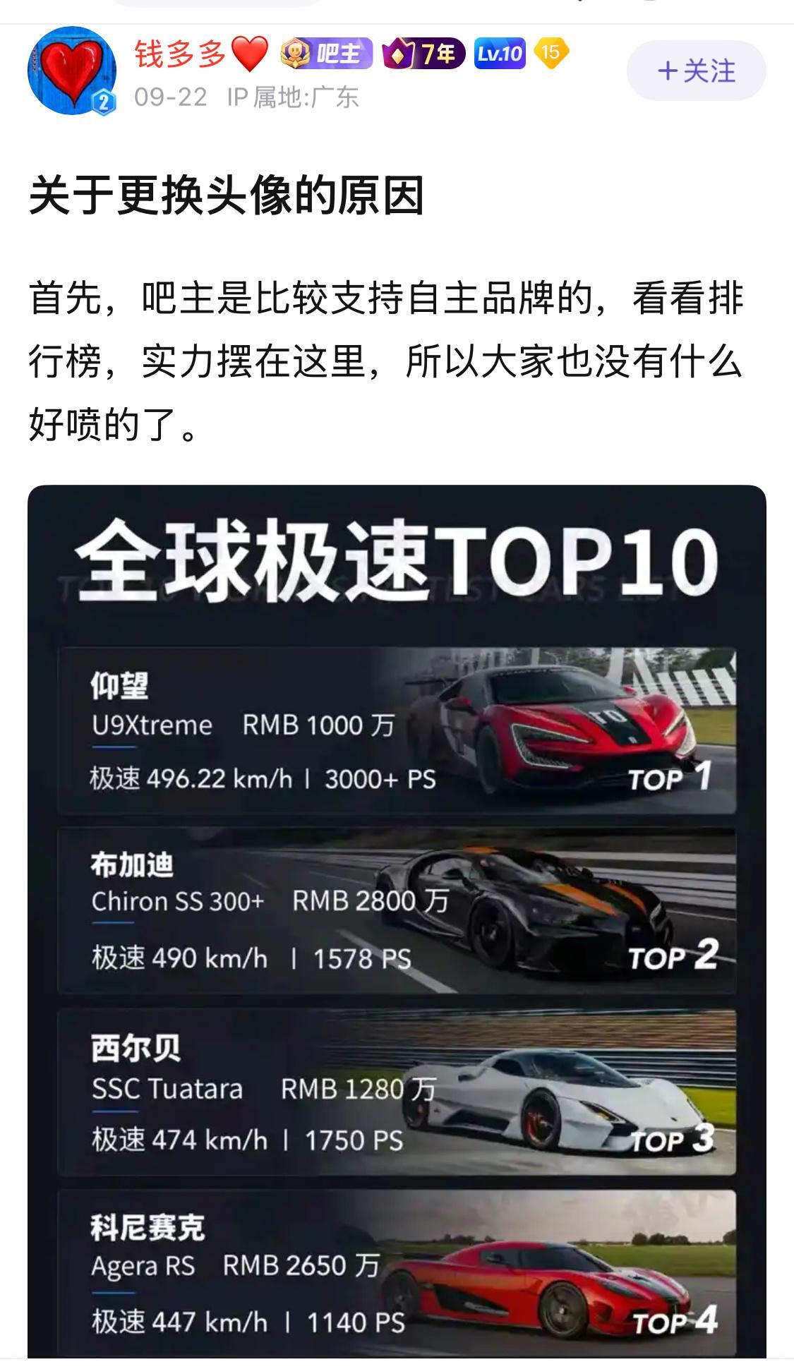 汽车吧吧主谈更换头像原因，很有说服力。 ​​​