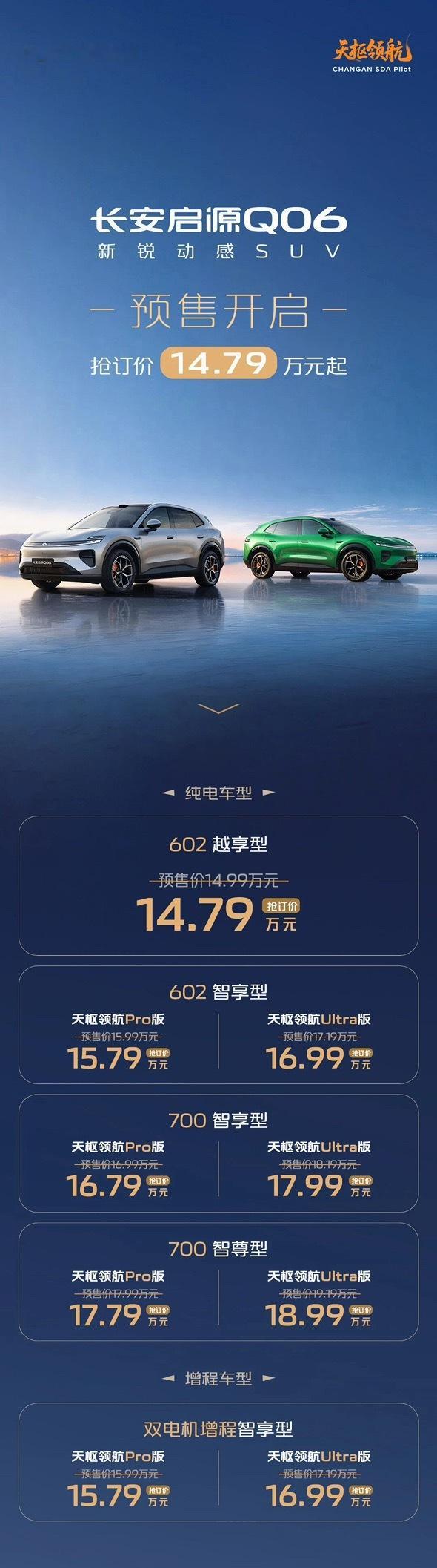 长安启源Q06预售价14.79万元起，外观一亮相，就引发了不少关于“像不像小米Y