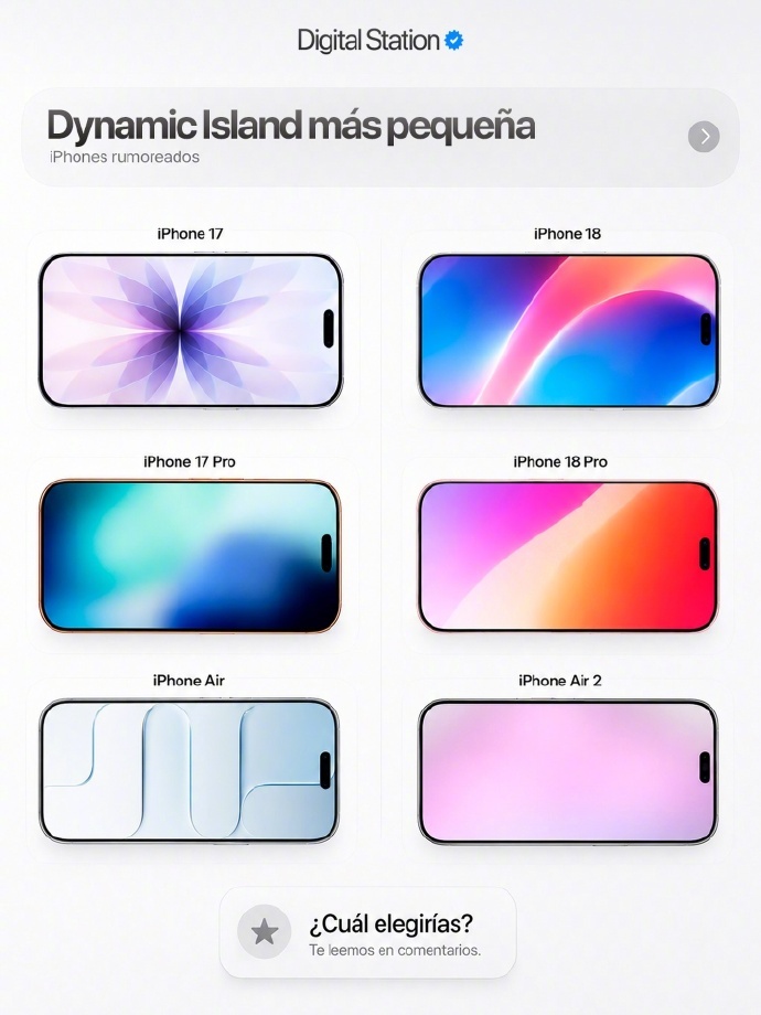 你觉得iPhone17 Pro和iPhone18 Pro的灵动岛对比：哪个看起来