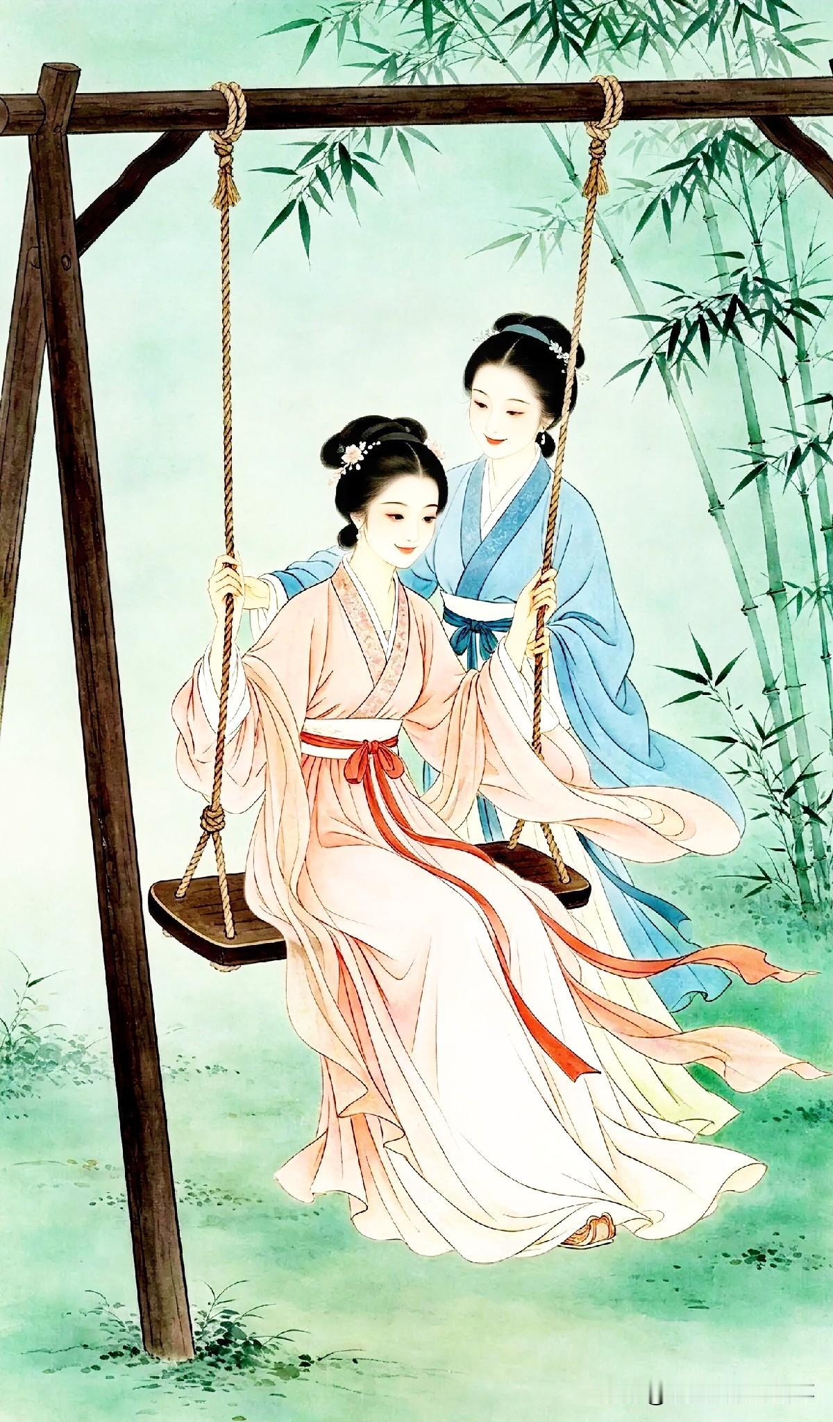 下联：春情笑语绕秋千
上联：有请雅士[玫瑰][玫瑰][玫瑰]