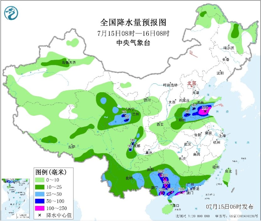 强降雨区分散 四川盆地至长江中下游高温范围广