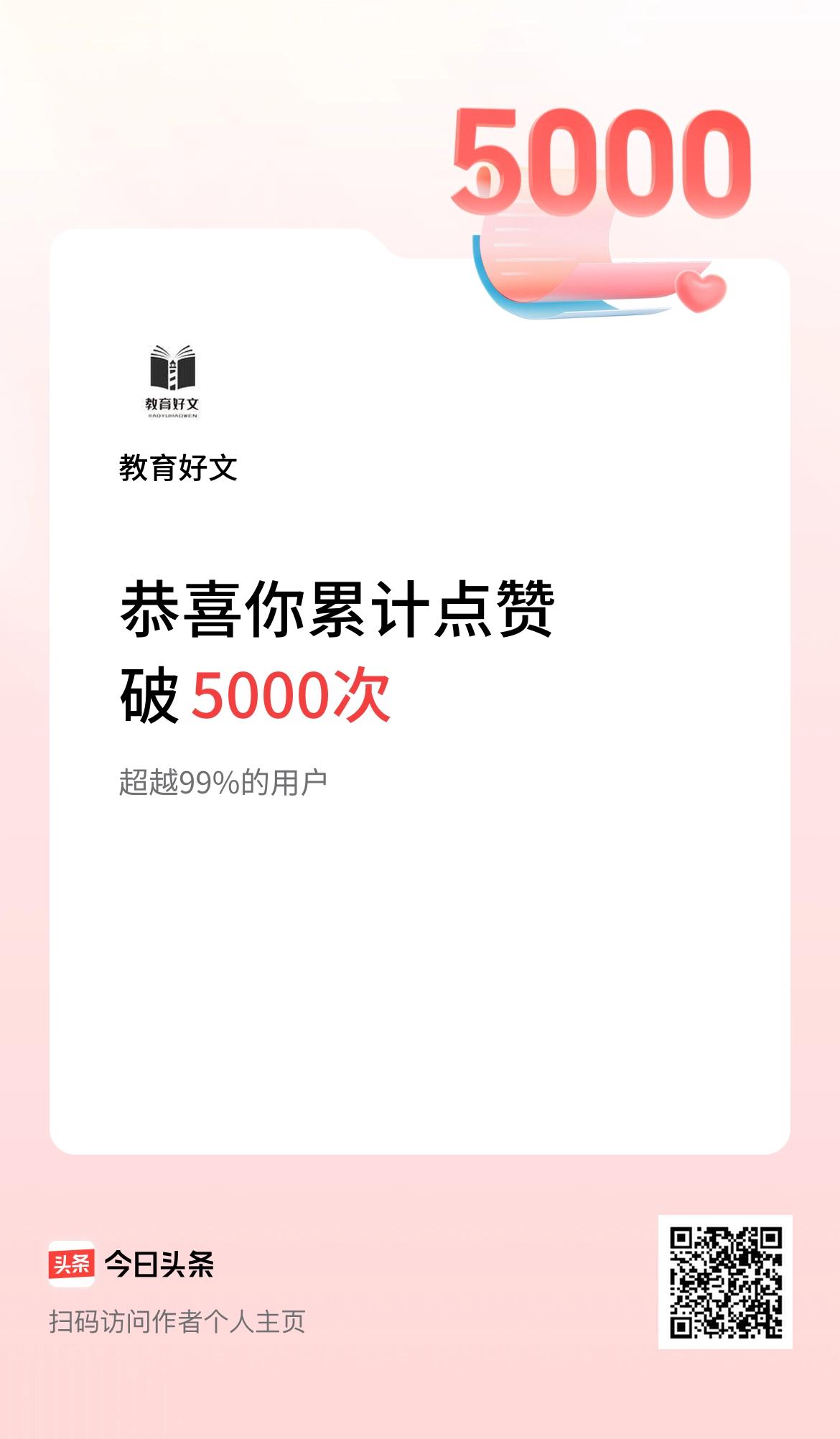 我在头条累计点赞破5000啦！