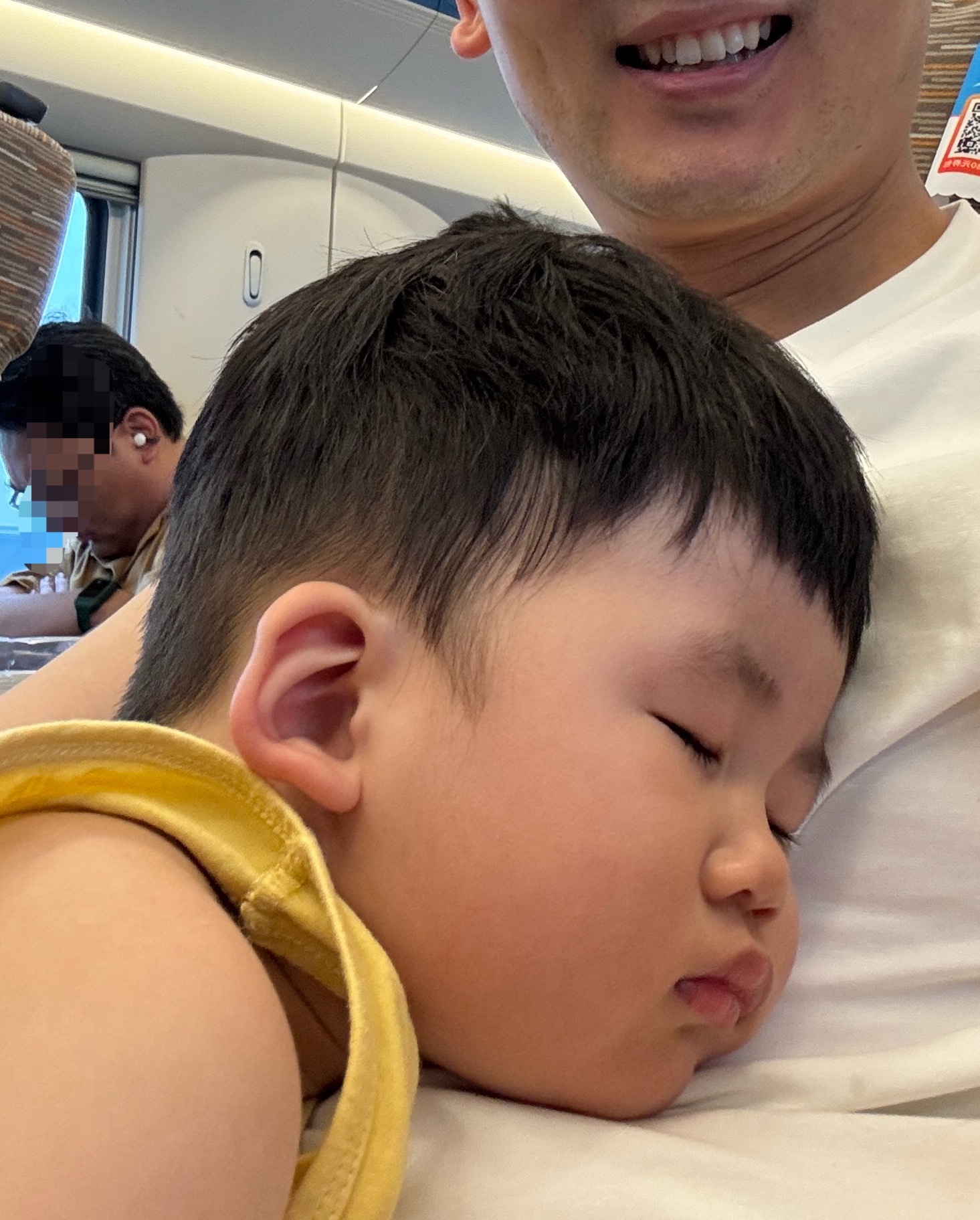 人生四大喜分别是——久旱逢甘霖，他乡遇故知，洞房花烛夜，以及在高铁上把娃哄睡着了