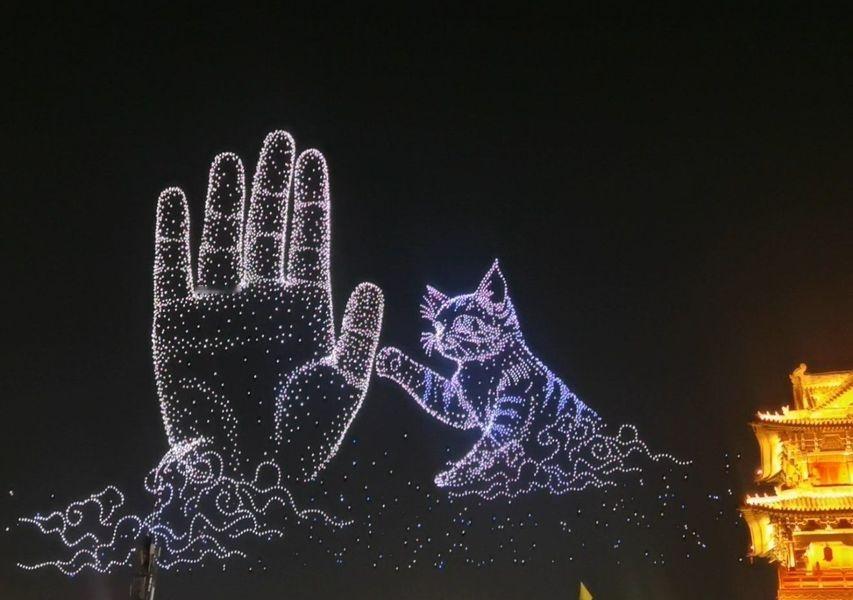 大同古城无人机秀！