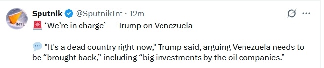 特朗普称委内瑞拉是个死气沉沉的国家据俄罗斯卫星通讯社报道，当地时间4日晚，美国总