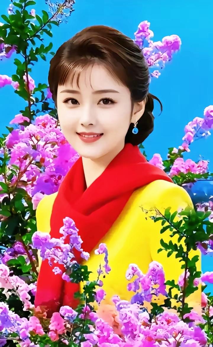 这位姐姐在花丛中笑得多开心啊！