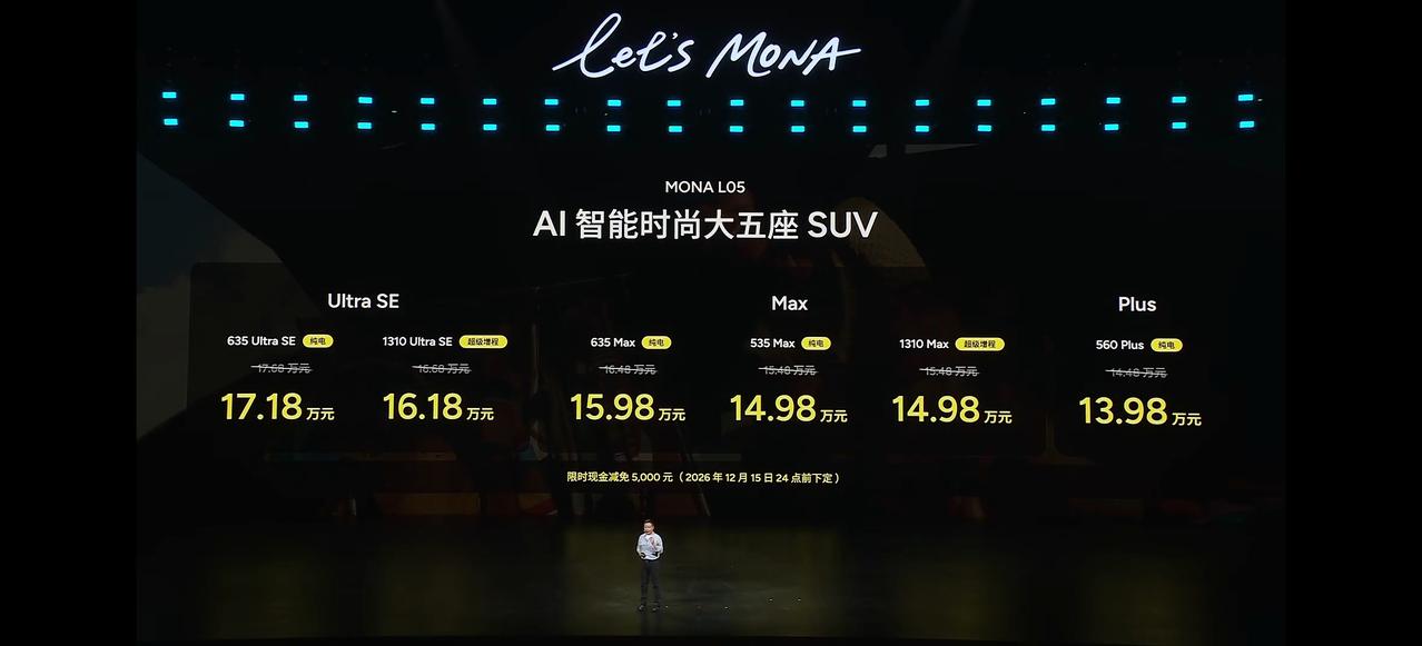 小鹏MONA L05的价格来了：
先看价格（限时减免5000元后）：
Plus 