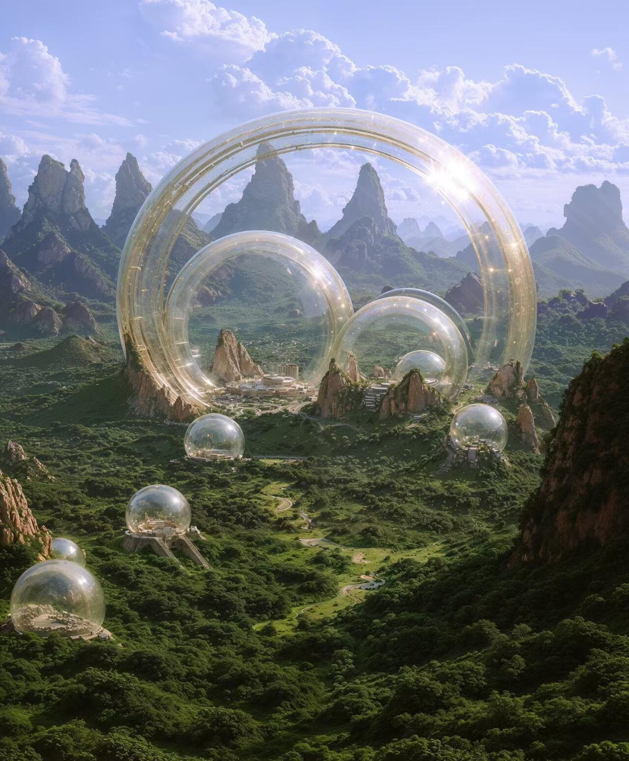 以下是对该图片的AI技术分析：物体识别• 主要物体：画面中展示了一个奇幻的未来场