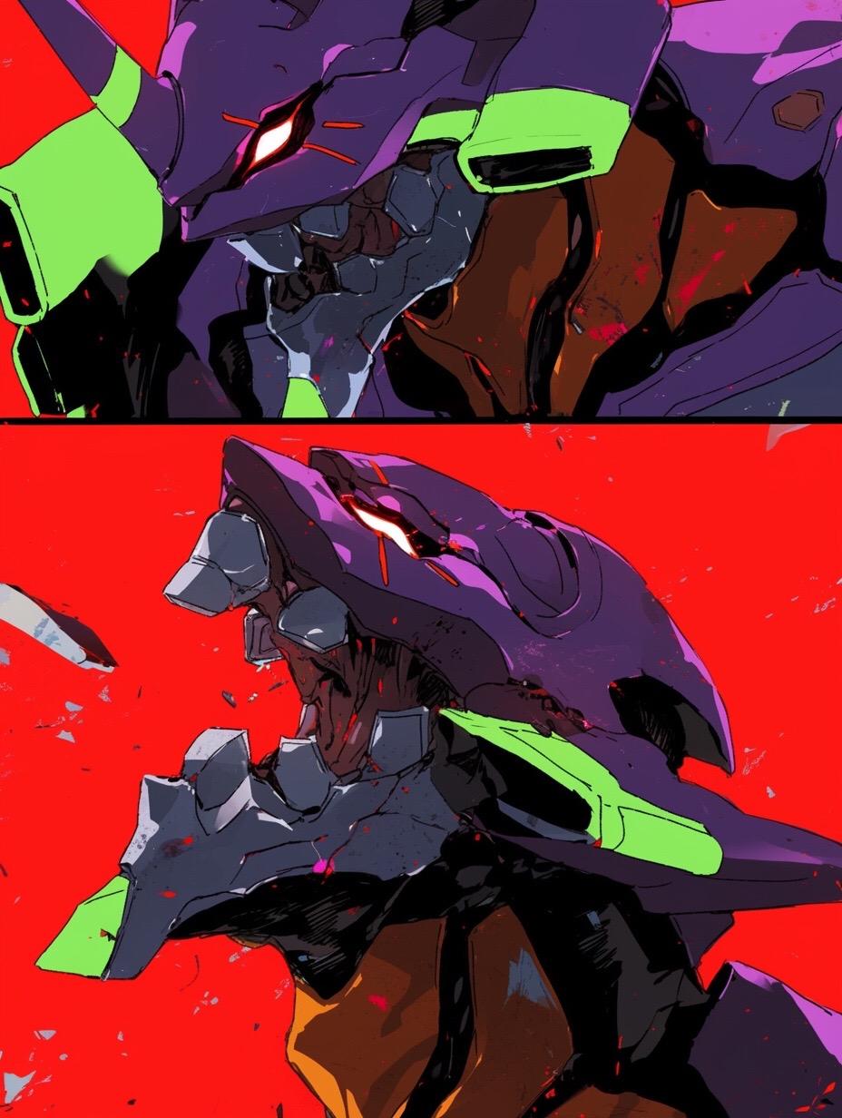 漫画风格的初号机你喜欢吗？#机甲 #eva #初号机 #漫画 #aigc